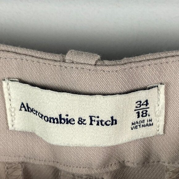 Abercrombie & Fitch Pleated Wide Leg Dress Pants Womens 34 / 18L Beige - Picture 4 of 10